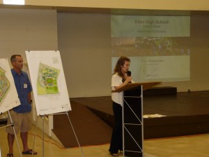 Rachel Shaak from Group 70 presents proposed Kihei High School visuals